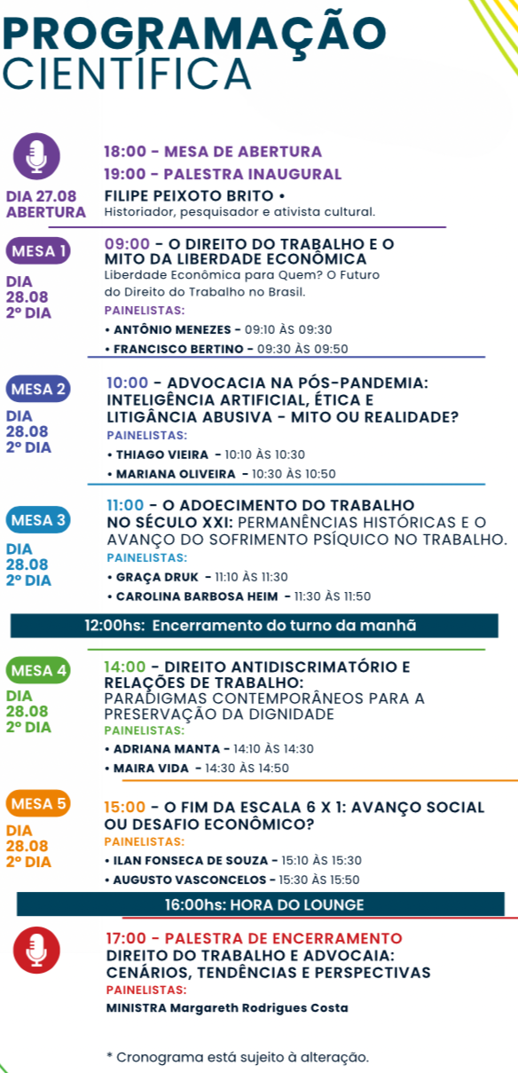 Programação científica do XVI EBAT